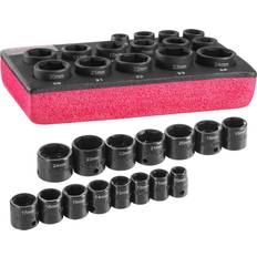 VEVOR 3/8 Inch Drive Impact Set 15 Piece Ultra-Short 10-24mm 6 Point Cr-Mo Alloy Steel Head Socket Wrench