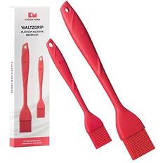 Waltzgrip Platinum Silicone Basting Pastry Brush Set of 2 Heat - Red - Small