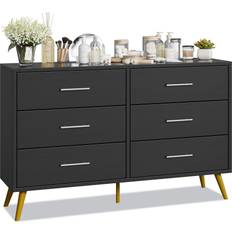 Furniture Shintenchi 6 Dresser Black Double Dresser Chest of Drawer