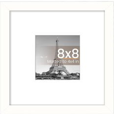 Ebern Designs 8X8 Picture 4x4 w Plastic in White Photo Frame