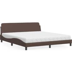 vidaXL Säng Med Madrass Brun 180x200 cm Konstläder Ramsäng