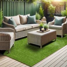 Artificial Grass Ottomanson Realistic Artificial Grass Turf 6' x 55' Indoor Outdoor Faux Grass Rug