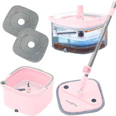 True & Tidy Square Spin Mop and Bucket Smart Floor Mop with Separate Compartments for Clean and Dirty Water First Launch Limited Edition Rose