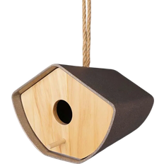 Geko Earthy Anthracite Bamboo Japandi 16cm Hanging Birdhouse 12cm H x 16cm W x 14cm D