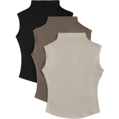 Shein st Solid Mock Neck Linne fr sommaren