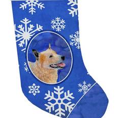 Stockings Caroline's Treasures Australian Cattle Dog Winter Snowflakes Large Stocking