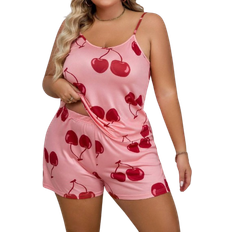 3XL Pyjamas Shein Plus Women's Cherry Print Pajama Set