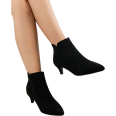 Shein Womens Simple Black Ankle Boots With Side Zipper Heel For Autumn And Winter
