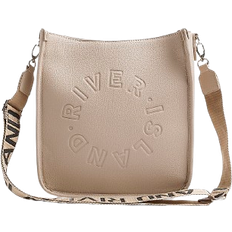 River Island Faux Leather Ri Messenger Bag - Beige