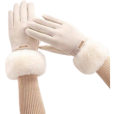 Solid Colours Gloves Shein Women's Touchscreen Gloves In Beige, Waterproof With Soft Warm Fleece Lining, Winter Outdoor Gloves Halloween