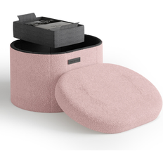 Pink Storage Benches StorageBud Ovel Boucle Ottoman 16 inches Storage Bench