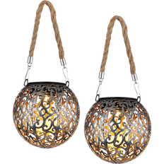 Meine Wunschleuchte Solarkugeln Set für den Garten Outdoor Balkon Außenlaternen mit Seil hängend Laterne 26cm 2Stk.
