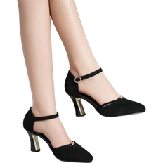 Shein Thick Heel One-Buckle Rhinestone - Pointed Toe
