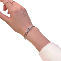 Copper Bracelets Shein 1pc Glamorous Zinc Alloy Cubic Zirconia Decor Cuff Bangle For Women For Daily Decoration