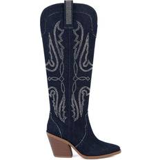 Synthetic Riding Shoes Sugar Women's Kammy Rhinestone Tall Western Booties Dark Denim