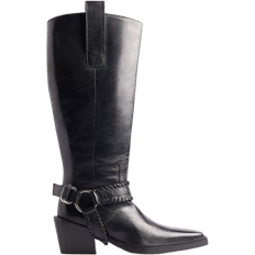 NA-KD Botas Cowboy De Piel Con Hebilla - Black