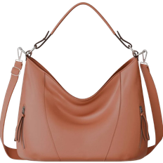 Kmisso Women's Shopper Handbag Shoulder Real Vegan Leather - Brown