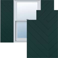 Windows Ekena Millwork True Fit Diagonal Slat Modern Style Fixed Mount Shutters 12 W x 36 H Thermal Green PVC Window Shutter