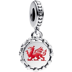 The red dragon Pandora Engravable Welsh Red Dragon Dangle Charm - Enamel/Sterling Silver/Red