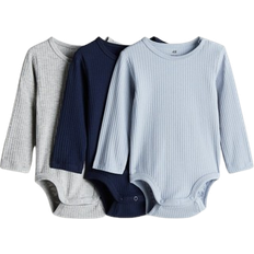 H&M Ribbed Bodysuits 3-Pack - Blue