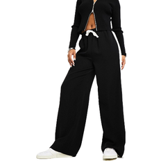 ASOS DESIGN pull on trouser with contrast panel in black