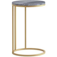 Metro Lane Marble Round Side with Gold Frame 61cm H x 40cm W x 40cm D Small Table 40cm