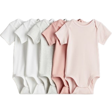 H&M Baby Cotton Bodysuits 5-pack - Light Pink/Light Grey Marl (1088033002)