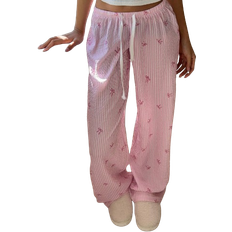 Shein Elegant Low Waist Sexy Out Trousers - Bow Striped Print