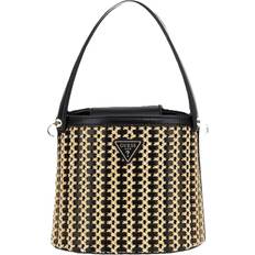 Raffia Crossbody Bags Guess Atalia Raffia Crossbody Bucket Bag - Black