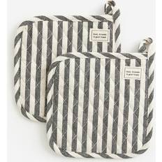 H&M Striped 21 x 21 2-Pack Pot Holders Grey (21x21cm)