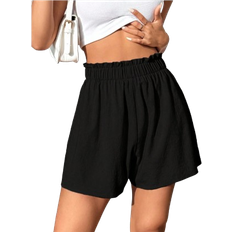Summer Casual Loose Fit Solid Color Ruffled Waist Shorts