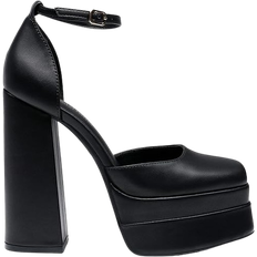 Dream Pairs DREAM PAIRS Women's SDPU2319W Pointed Toe High Chunky Heels Pump Shoes, 6.5, Black
