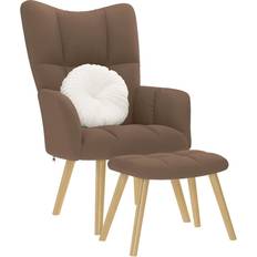 vidaXL Relaxsessel mit Hocker Braun Stoff Sessel 95.5cm 2Stk.