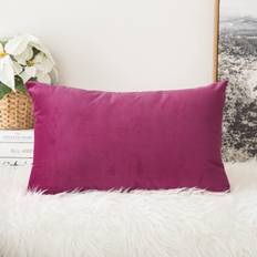 MIULEE Hot Pink Velvet Soft Soild Decorative Square Throw Pillow 12 x 20 Inch Cushion Cover
