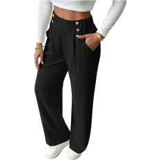 Shein Women's Straight Leg Double-Buckle Pants - Elegant