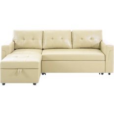 Ebern Designs Fane L-Shaped 84" Air Sleeper Reversible Upholstered Pull Out Couch w/ Storage Chaise (33.50" H x 84.64" W x 53.93" D) Sofa 84.6" 4 Seater