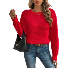 Shein Casual Elegant Bowknot Decor Drop Shoulder Sweater - Autumn/Winter