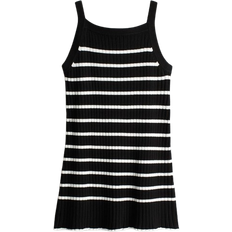 H&M Girls Black Rib-knit strappy dress 8-10Y