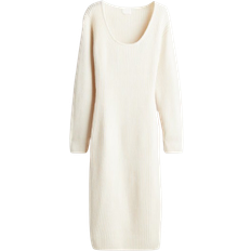 H&M Scoop Neck Rib Knit Dress - Beige