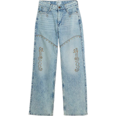 River Island Blue Denim Embroidered Jeans - Womens