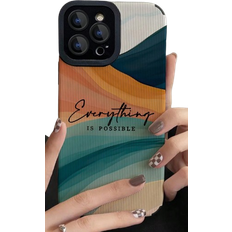 Shein 1pc Letter & Slogan Pattern Faux Leather Texture Soft Phone Case Compatible With Iphone And Samsung
