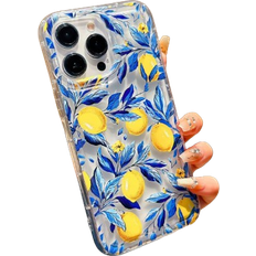 Shein Refreshing Lemon Leaves Pattern ShockProof Phone Case Fashion Phone Accessories Compatible With IPhone Pro Max Pro Max XR XS Samsung A G A A A A