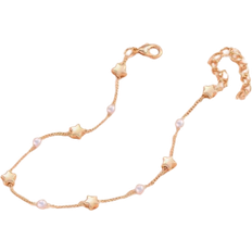 Shein 1pc Minimalist Copper Starfish Charm Anklet With Faux Pearl Pendant Beach Vacation Style Suitable For Women's Daily Wear