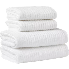 Threshold 4pk Quick Dry Ribbed Hand/Wash Guest Towel White (71.1x40.6cm)