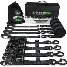 Rhino USA 1.6 x 8 Heavy Duty Ratchet Tie-Down Set 4-Pack