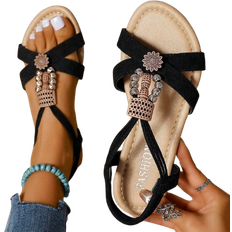 Mocka Sandaler Shein Women's Flat Sandals Beaded Strap Sandals, Holiday, Fashion, Summer