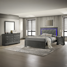 Bed Packages Blaze Modern Style Queen 4PC Bedroom Set Gray