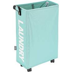 Dokehom Slim Laundry Basket with Leather Handle on Wheels 4 Colors