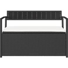 vidaXL Opbevaringsbænk Til Haven Med Hynde Polyrattan Sort Sofa