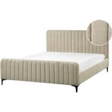 Beliani King Size Tufted Headboard 5ft3 Metal Legs Slatted Base Beige Lunan Frame Bed